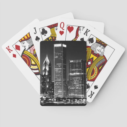Nacht uitzicht van het beroemde cityscape van Chic Speelkaarten (Achterkant)