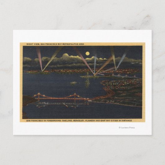 Nacht Uitzicht van het metropolitane gebied van de Briefkaart (Voorkant)