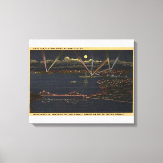 Nacht Uitzicht van het metropolitane gebied van de Canvas Afdruk (Voorkant)