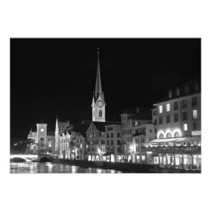 Nacht uitzicht Zürich Foto Afdruk