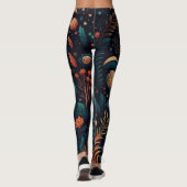 Nacht uur Floral en sterren Leggings (Achterkant)