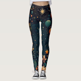 Nacht uur Floral en sterren Leggings