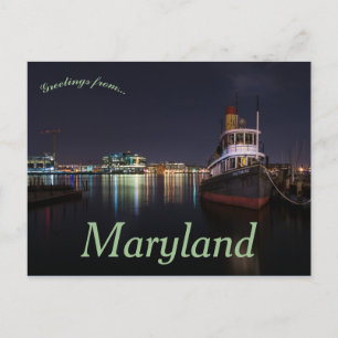 Nacht uur op Baltimore Harbor Maryland USA Briefkaart