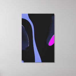 Nacht van de komeet: Abstract blauw, Paarse & zwar Canvas Afdruk