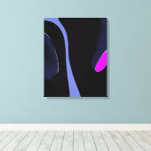 Nacht van de komeet: Abstract blauw, Paarse & zwar Canvas Afdruk (Insitu (Houten vloer))