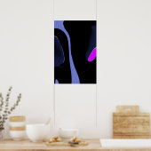 Nacht van de komeet: Abstract blauw, Paarse & zwar Poster (Keuken)