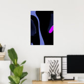 Nacht van de komeet: Abstract blauw, Paarse & zwar Poster (Thuiskantoor)