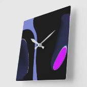 Nacht van de komeet: Abstract blauw, Paarse & zwar Vierkante Klok (Hoek)