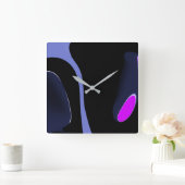 Nacht van de komeet: Abstract blauw, Paarse & zwar Vierkante Klok (Huis)