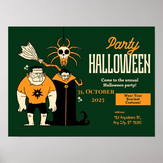 🎃 Nacht van de Ondoden Halloween Bash! Maak je kl Poster (Voorkant)