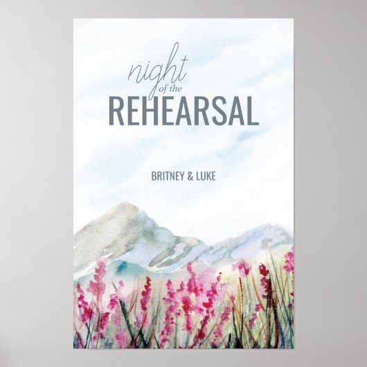 Nacht van de repetitie Mountain Meadow Waterverf Poster (Voorkant)