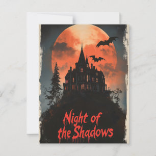Nacht van de Schaduwen - Retro Haunted House Desig Briefkaart