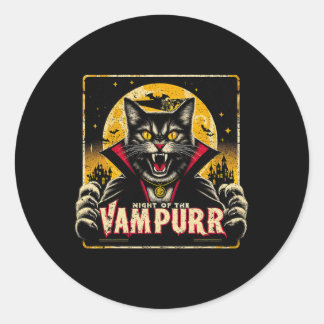 Nacht van de Vampier Halloween Cat Horror Spooky S Ronde Sticker