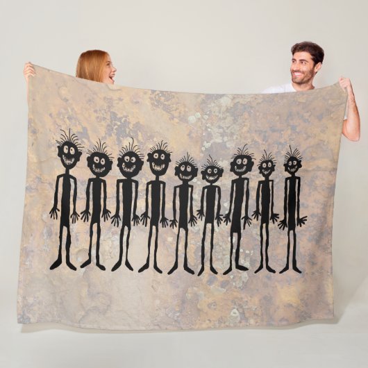 Nacht van de wandelende Gigglyph Fleece Deken (In situ)