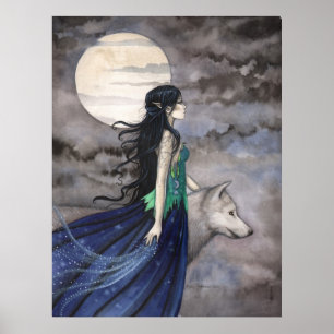 Nacht van de Wolf Fantasy Art Poster