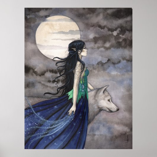 Nacht van de Wolf Fantasy Art Poster (Voorkant)