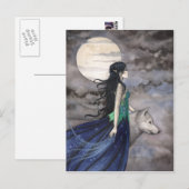 Nacht van de Wolf Fantasy Kunst Briefkaart (Voorkant / Achterkant)
