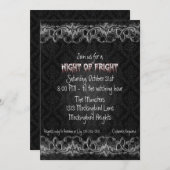 Nacht van Fright Black Haunted Halloween Invitatio Kaart (Voorkant / Achterkant)