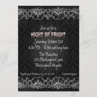 Nacht van Fright Black Haunted Halloween Invitatio Kaart