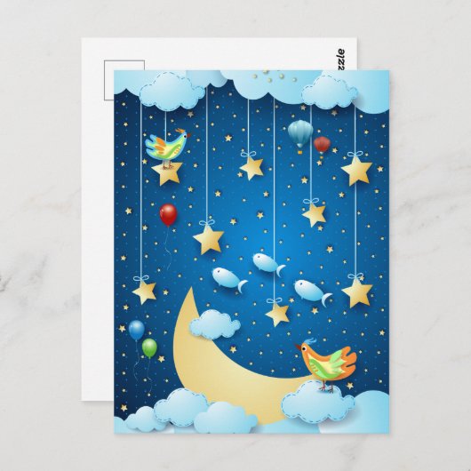 Nacht van grote long briefkaart (Voorkant / Achterkant)