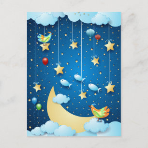 Nacht van grote long briefkaart