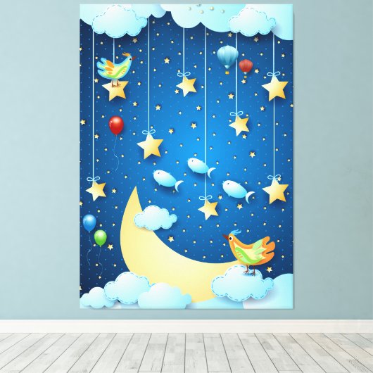 Nacht van grote long canvas afdruk (Insitu (Houten vloer))