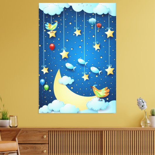 Nacht van grote long canvas afdruk (Insitu (Woonkamer))