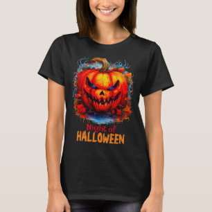 Nacht van Halloween griezelige enge pompoen T-shirt