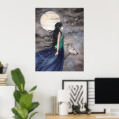 Nacht van het Wolf Fantasy Art Poster (Thuiskantoor)