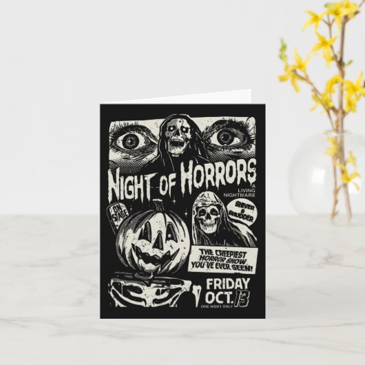 Nacht van Horrors Griezelige Skelet Jack O Lantern Kaart (Gele Bloem)