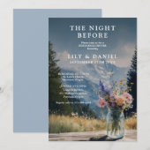 Nacht Voor Boho Berg Bloemstuk Proefavond Dinner Kaart (Voorkant / Achterkant)