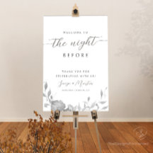 Nacht voor bruiloft repetitie diner welkomstbord