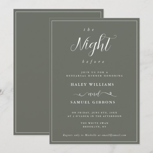 Nacht voor de repetitie van de Sage Inwendige Uitn Kaart (Voorkant / Achterkant)