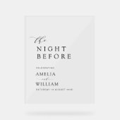 Nacht voor eenvoudige zwarte script bruiloft acryl bord (Voorkant)