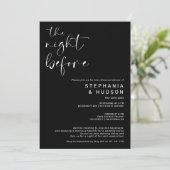 Nacht voor het zwarte trouwrepetitiediner kaart (Staand voorkant)