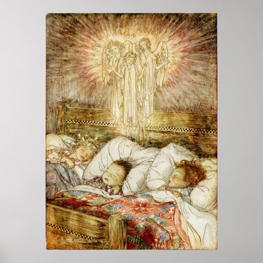 Nacht voor Kerstmis Kinderen in bed Poster (Voorkant)