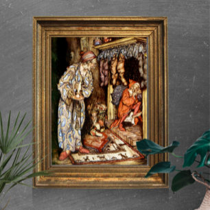 Nacht voor Kerstmis Kinderen in bed Rackham Poster