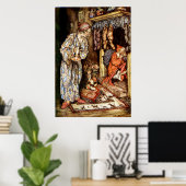 Nacht voor Kerstmis Kinderen in bed Rackham Poster (Thuiskantoor)