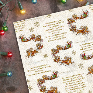 Nacht voor Kerstmis Santa Sleigh Reindeer Cadeaupapier