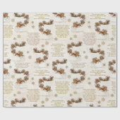 Nacht voor Kerstmis Santa Sleigh Reindeer Cadeaupapier (Vlak)