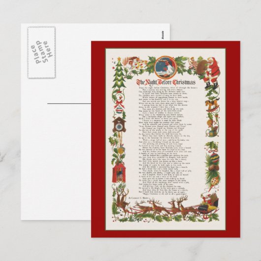 Nacht voor Kerstmis versierd gedicht Feestdagenkaart (Voorkant / Achterkant)