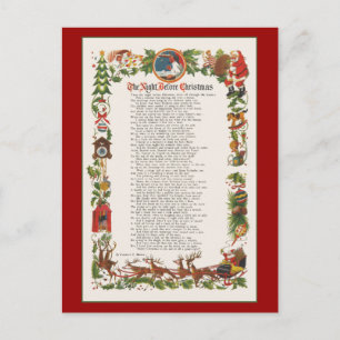 Nacht voor Kerstmis versierd gedicht Feestdagenkaart