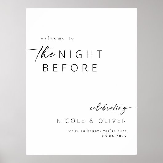 Nacht voor repetitie Diner Welkom Teken Poster (Voorkant)