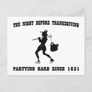 nacht voor Thanksgiving-partij hard sinds 1621 Feestdagenkaart