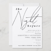 Nacht voor typografie bruiloft repetitie diner kaart (Voorkant)