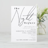 Nacht voor typografie bruiloft repetitie diner kaart (Staand voorkant)