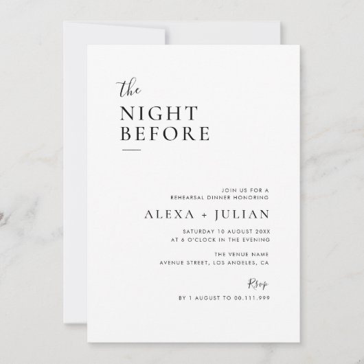 NACHT VÓÓR | uitnodiging voor een repetitief diner (Voorkant)