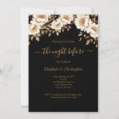 Nacht voor zwart goud bloemenrepetitie diner kaart (Voorkant)