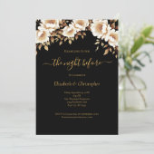 Nacht voor zwart goud bloemenrepetitie diner kaart (Staand voorkant)