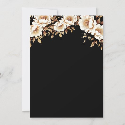 Nacht voor zwart goud bloemenrepetitie diner kaart (Achterkant)